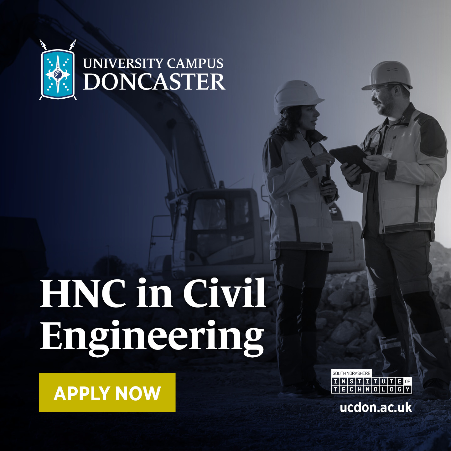University Campus Doncaster Facebook ad: Explore HNC/HND construction courses designed to meet…