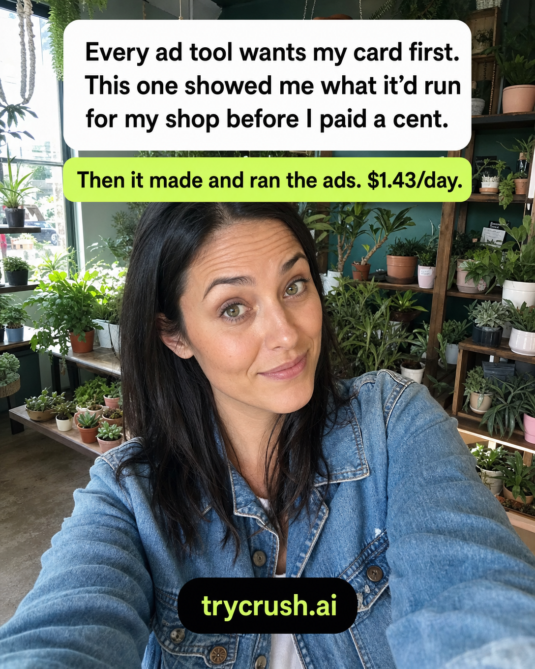 trycrush.ai Facebook ad: It showed me the plan before the price