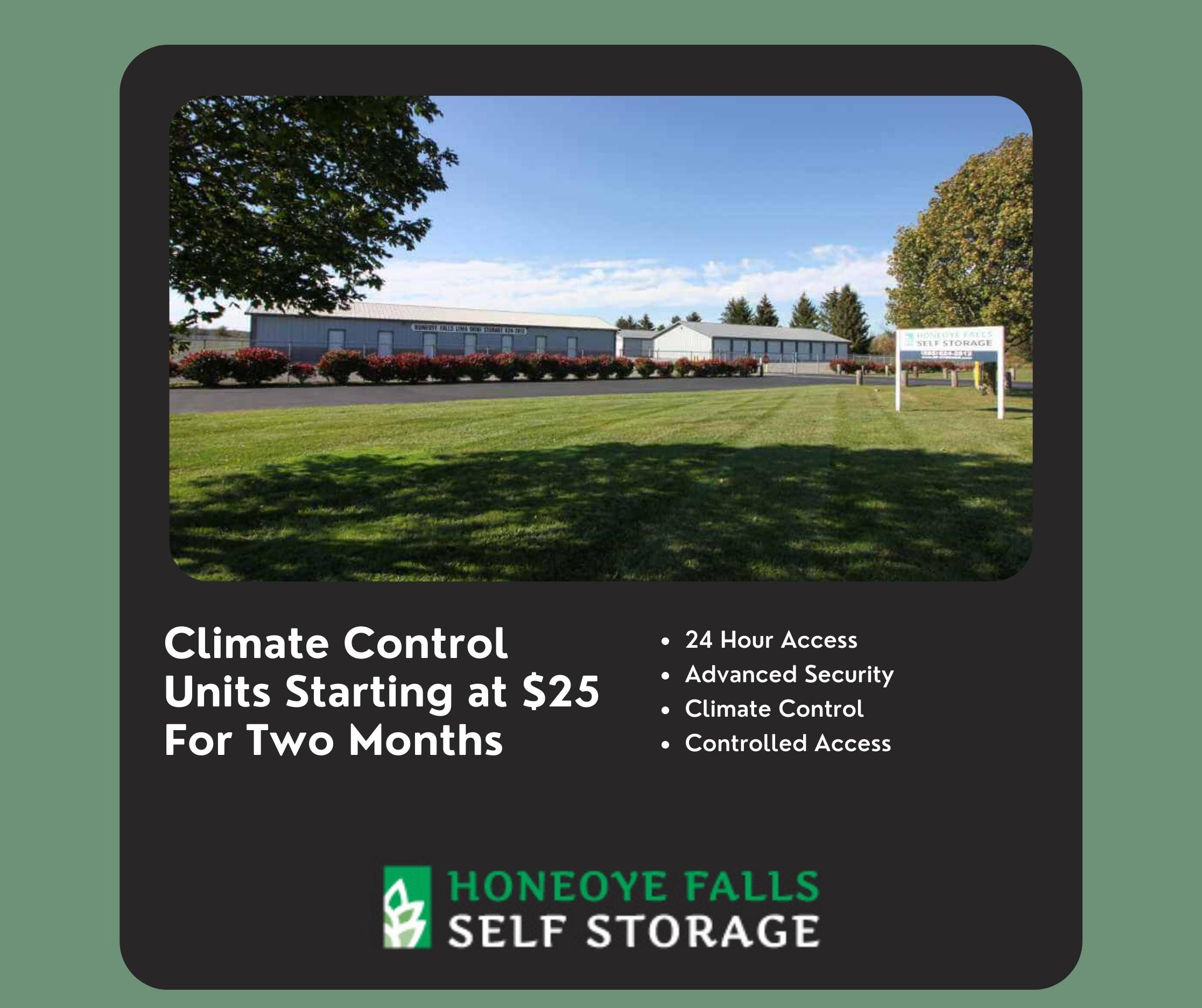 Honeoye Falls Self Storage Facebook ad: $25 Any Size Facility