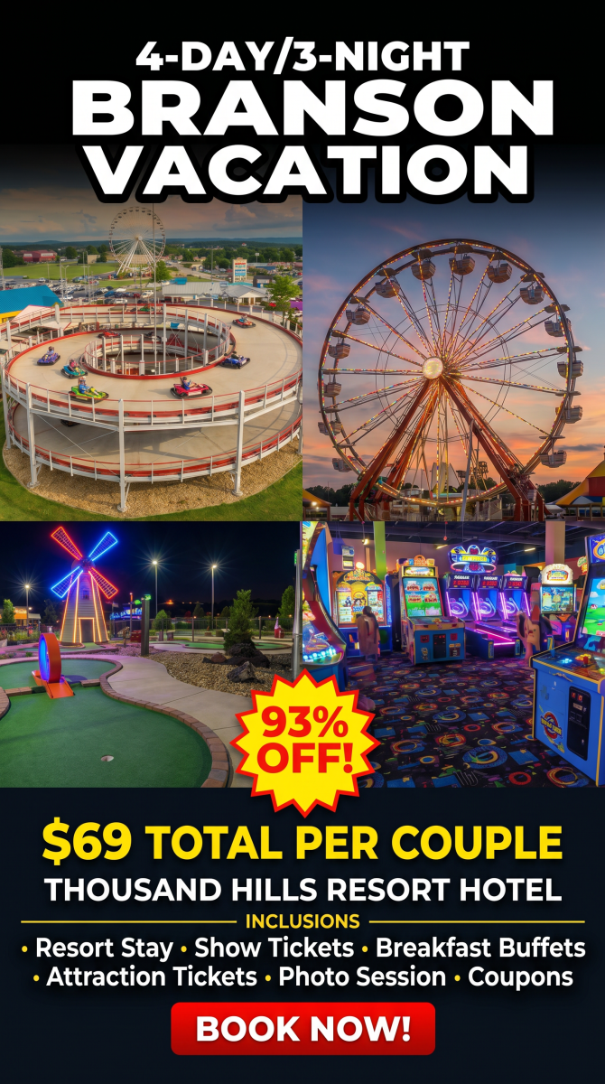 Vacation Branson Facebook ad from May 8, 2026