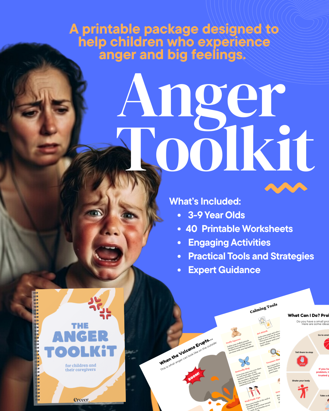 Crecer Learning Facebook ad: The Anger Toolkit for Kids & Caregivers