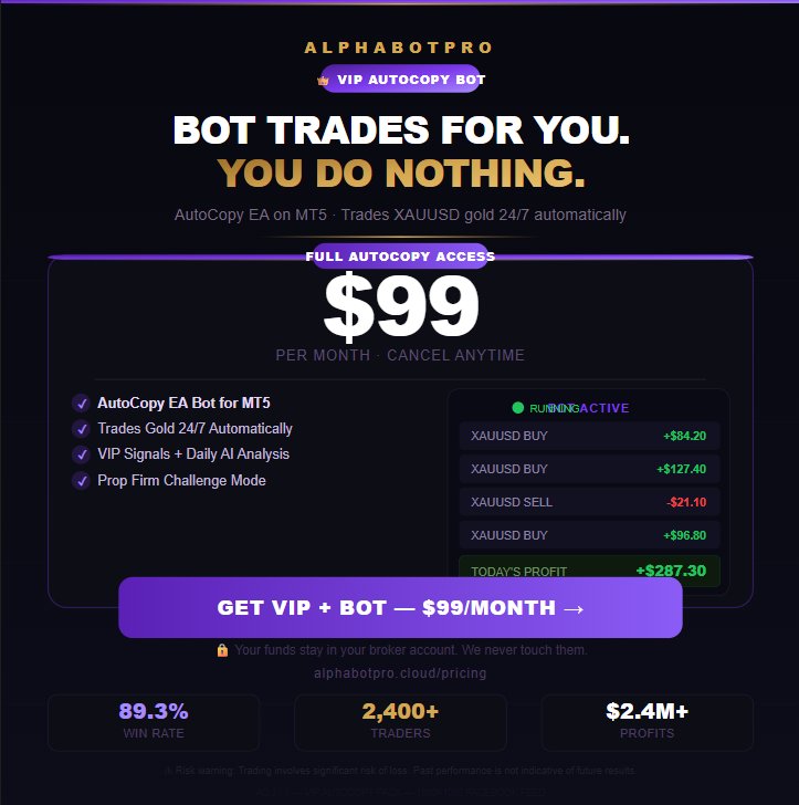 Thekingoftrading Facebook ad: AlphaBotPro Trading Startup | AI Signals, Gold Trading &…