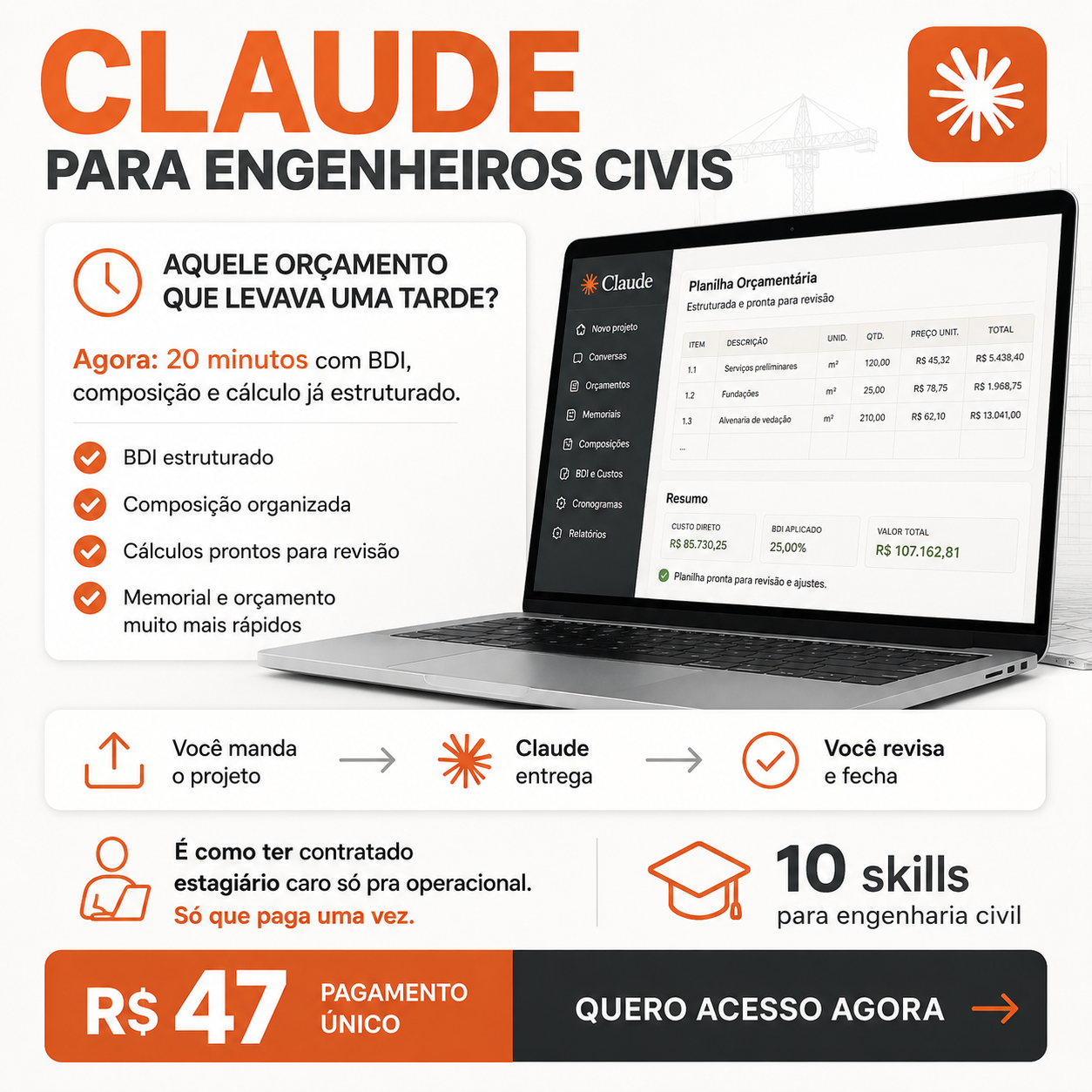 ENGEN - IA Facebook ad: Claude na Engenharia Civil, 10 Skills de IA para Engenheiros