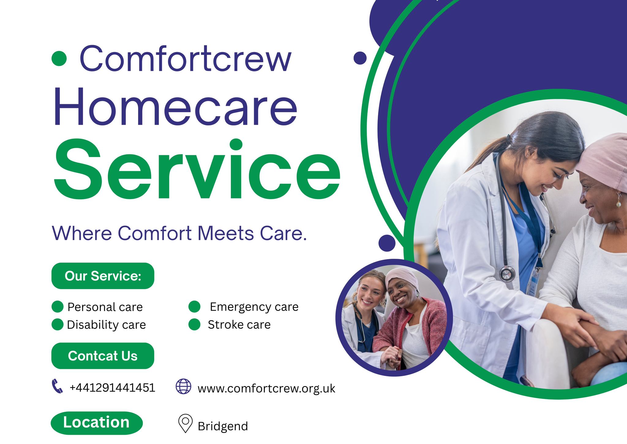 Comfort Crew Facebook ad: where comfort meets care