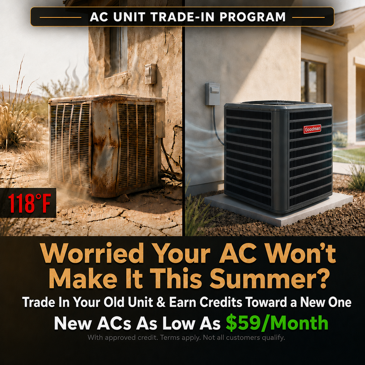 Home Improvement Savings Facebook ad: Trade In Your Old AC & Save Big