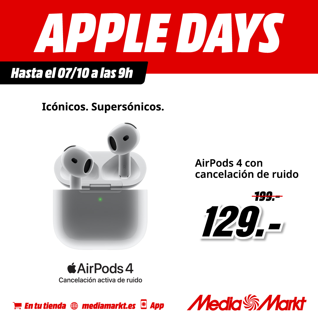 MediaMarkt España Facebook ad: Consigue tus AirPods 4 en MediaMarkt