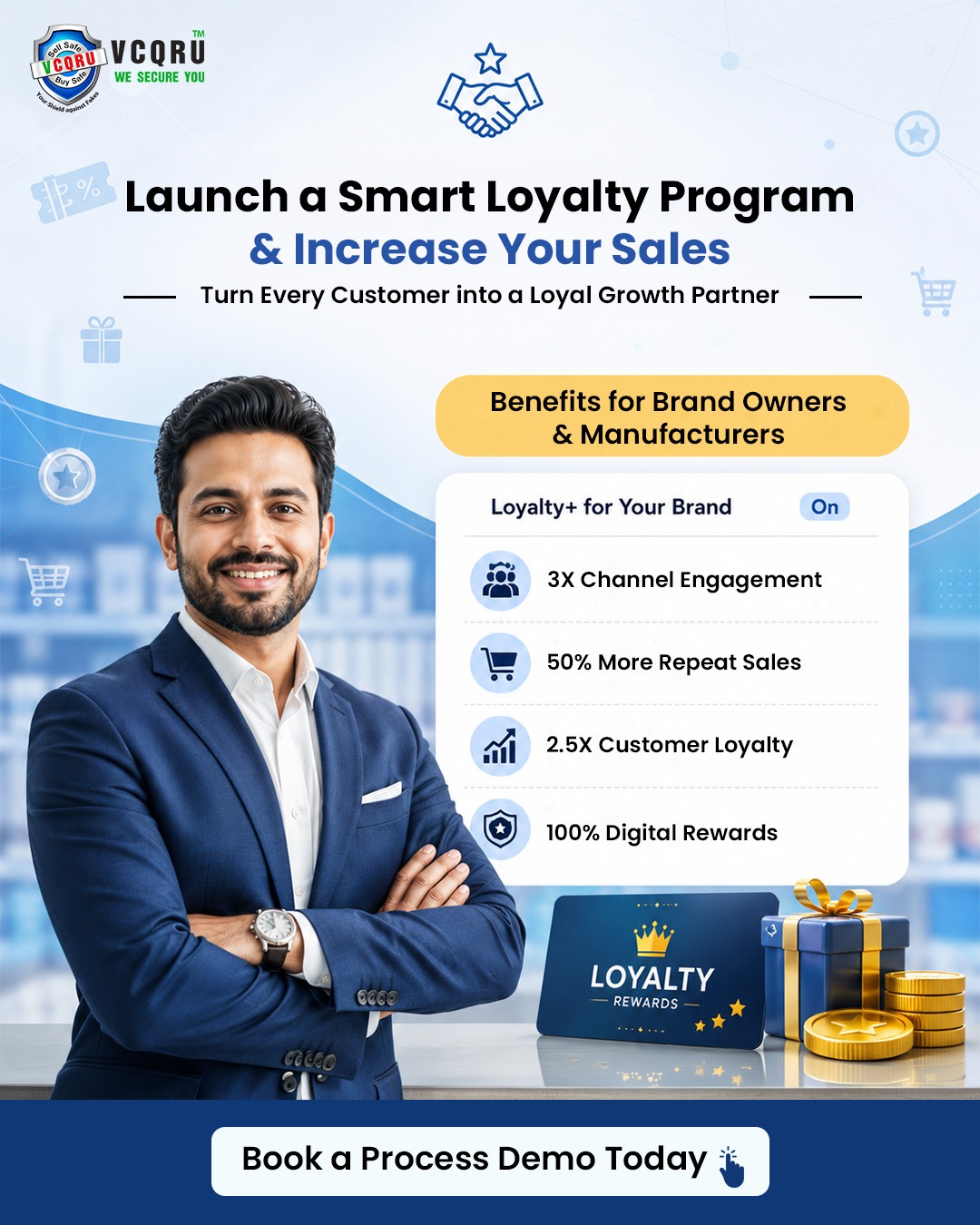 VCQRU Private Limited Facebook ad: Book a Process Demo Today.