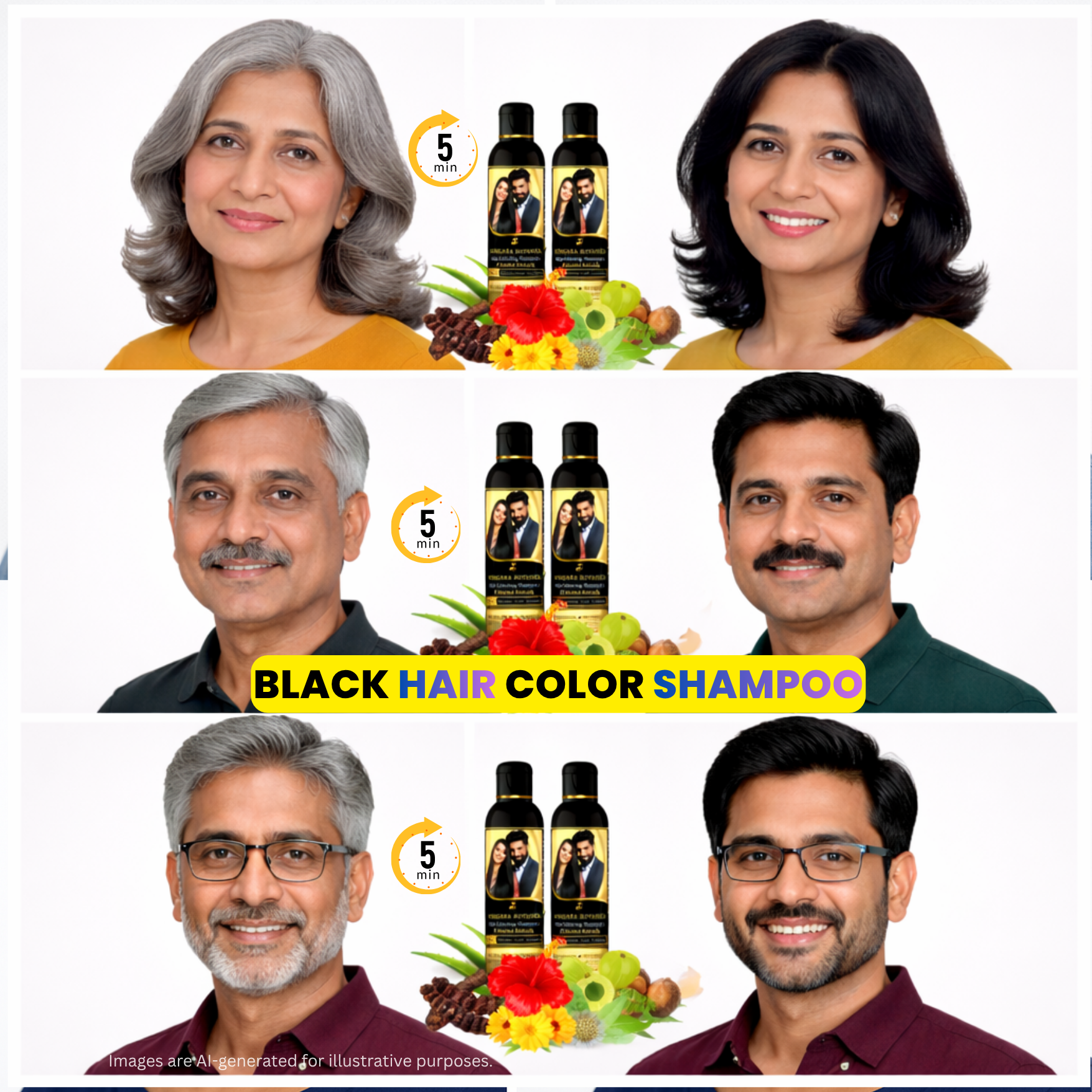 Songara All Ayurvedic Facebook ad: 3-in-1 formula: colors, cleanses & conditions
