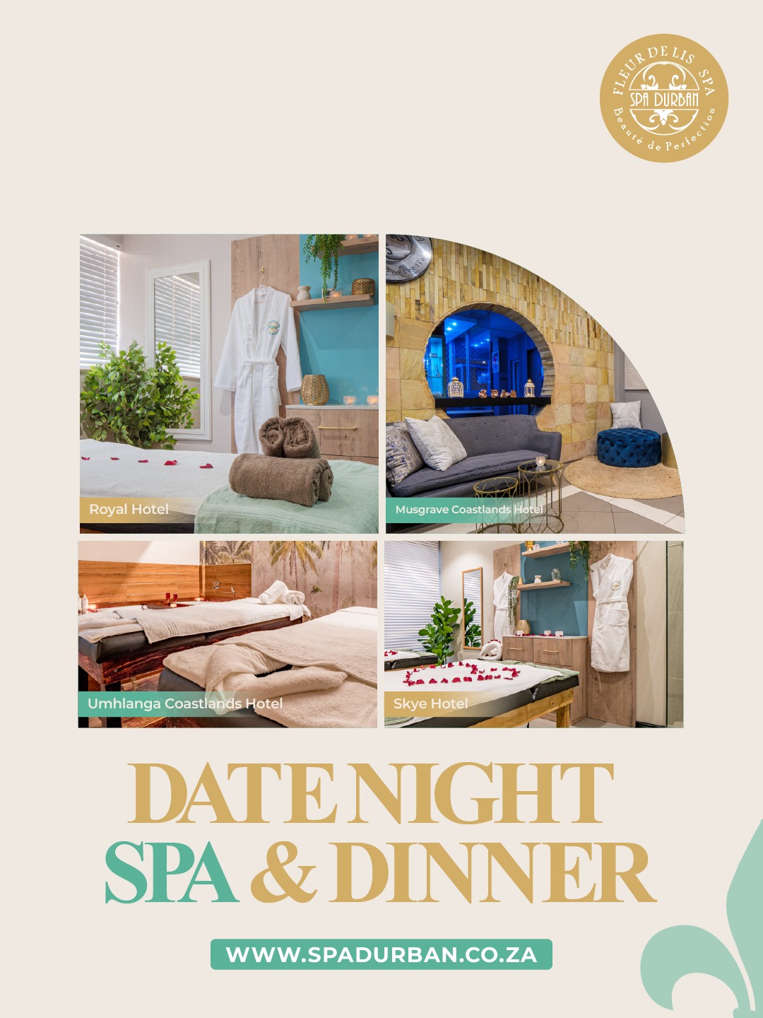 Spa Durban Facebook ad: Unforgettable Date Night from R1399!