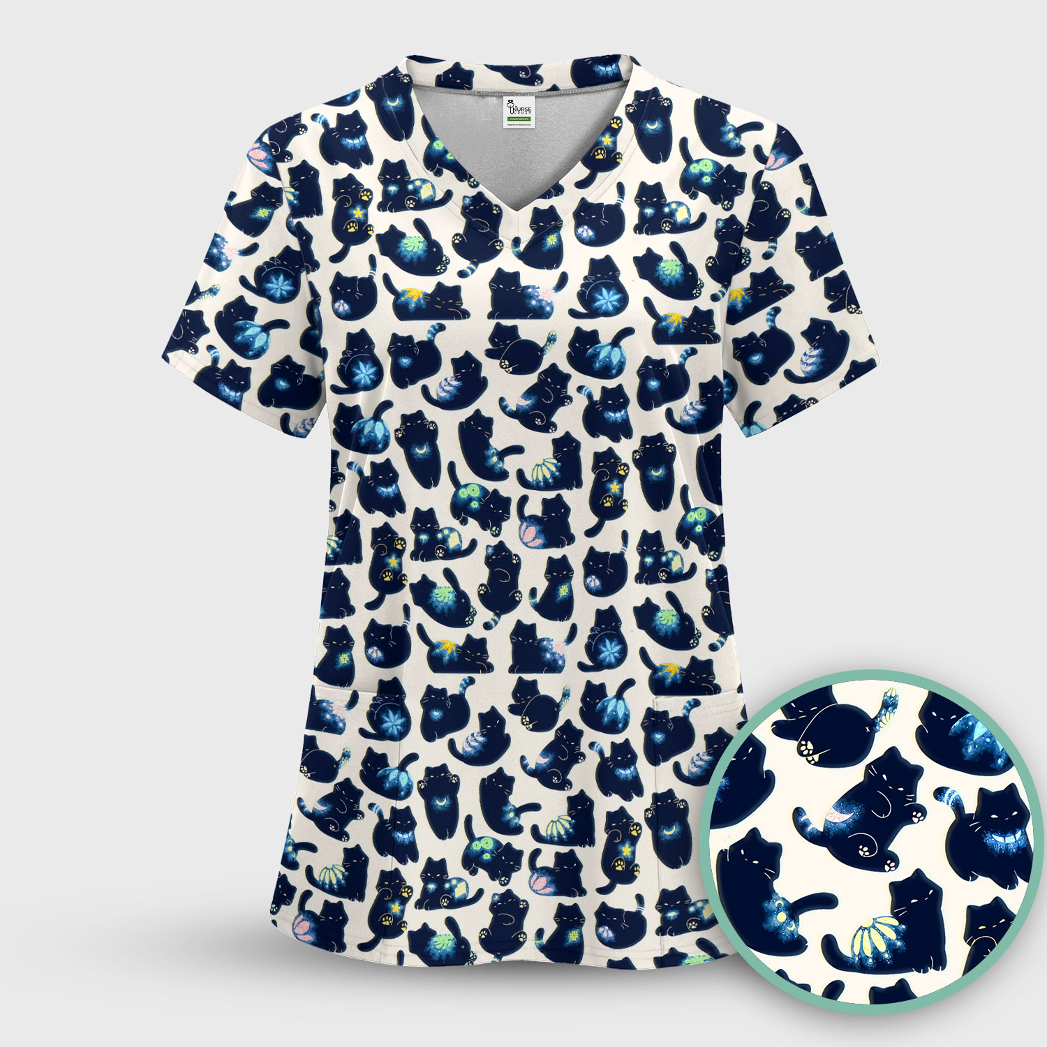 Nurse Crush - Gifts That Care Facebook ad: Galaxy Cat Nurse Scrub Top