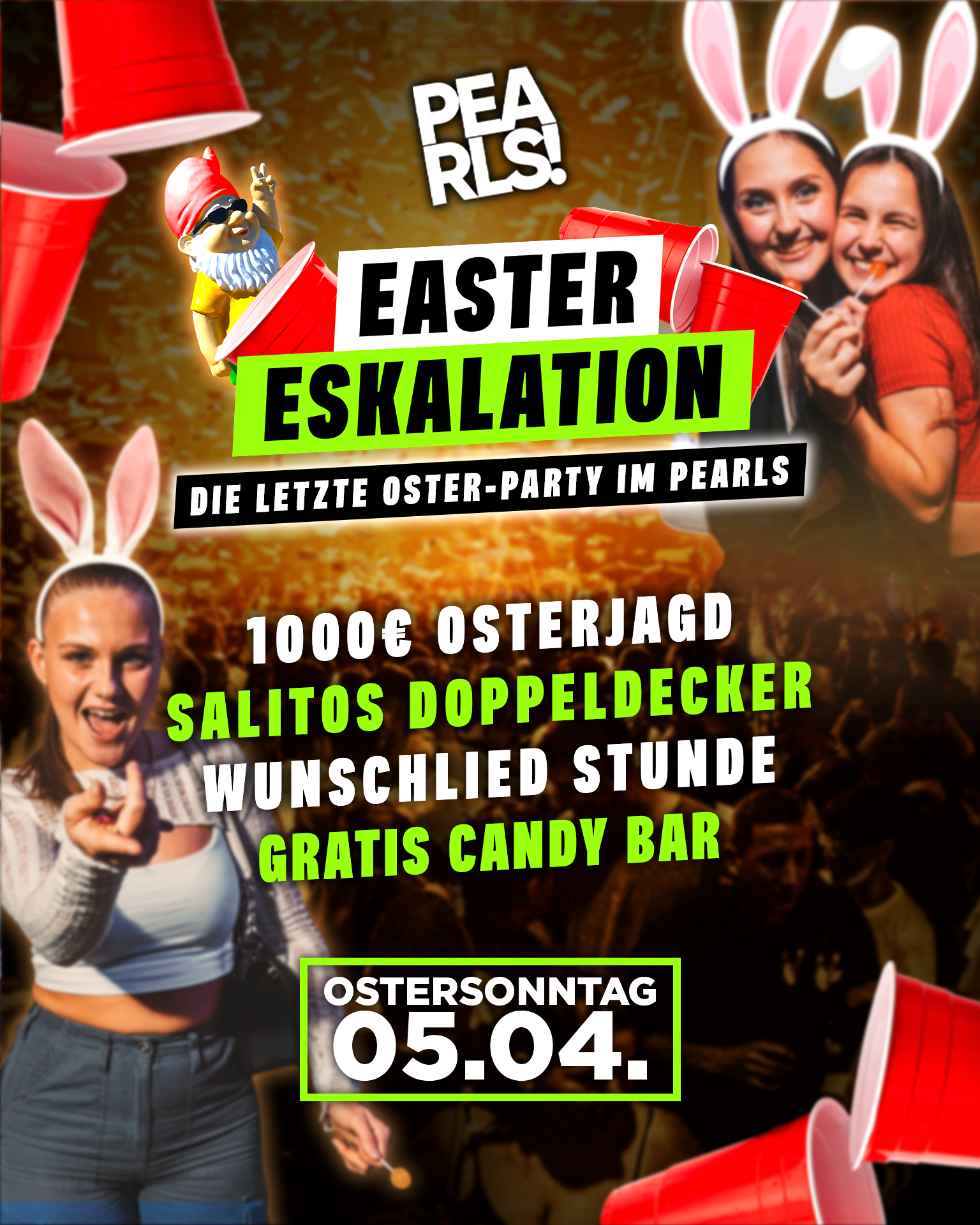 Pearls Nabburg Facebook ad: EASTER ESKALATION, DER LETZTE OSTER-SONNTAG IM PEARLS!