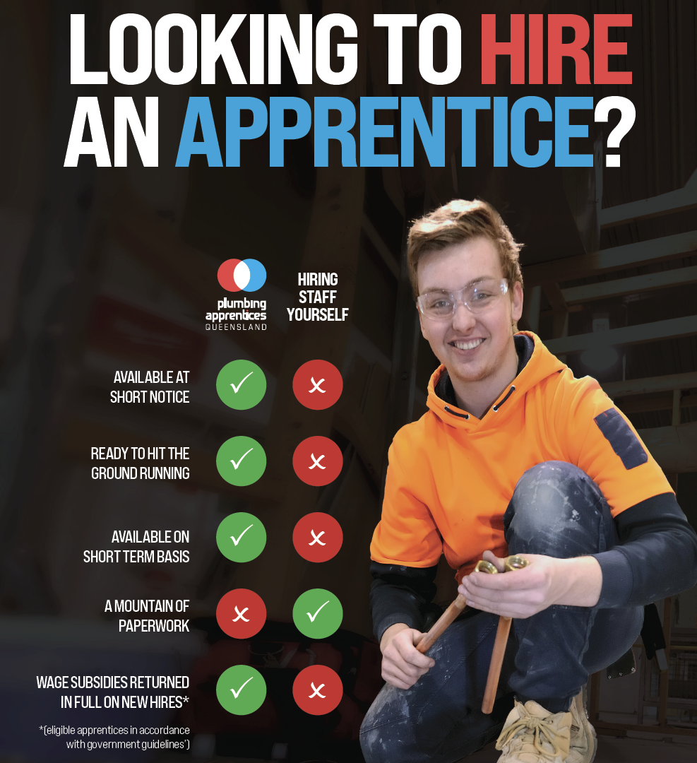 Plumbing Apprentices Queensland Facebook ad: Plumbing Apprentices Queensland takes the hassle out of…