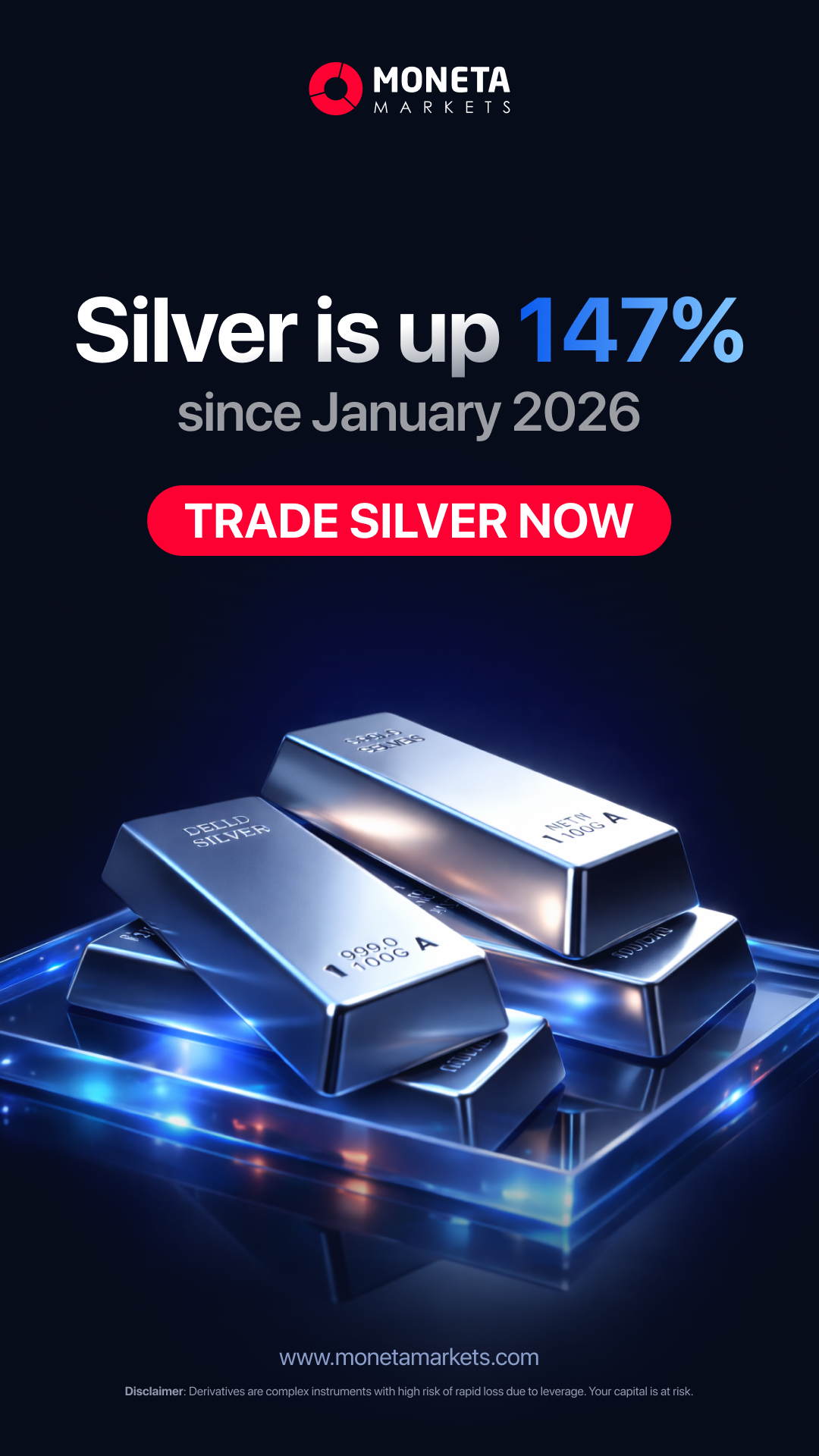 Moneta Africa Facebook ad: Follow silver prices in real time, Moneta Markets