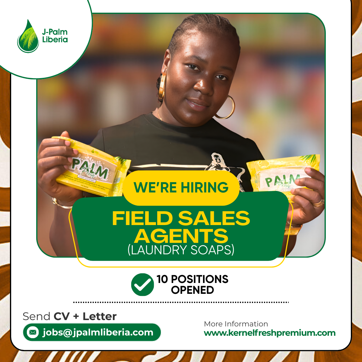 Kernel Fresh by J-Palm Liberia Facebook ad: We're Hiring! Join Our Team!