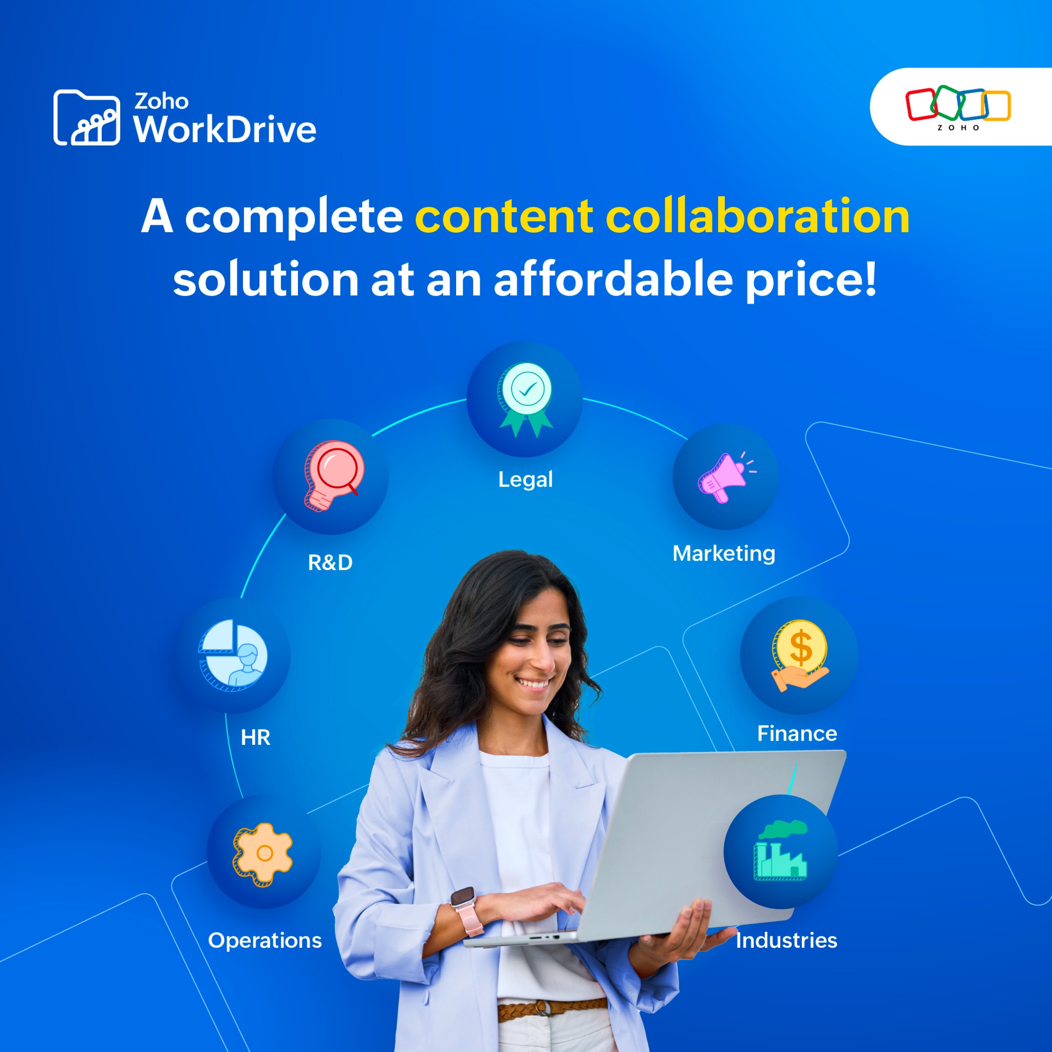 Zoho WorkDrive Facebook ad: Pay 40% less compared to other popular cloud services and…