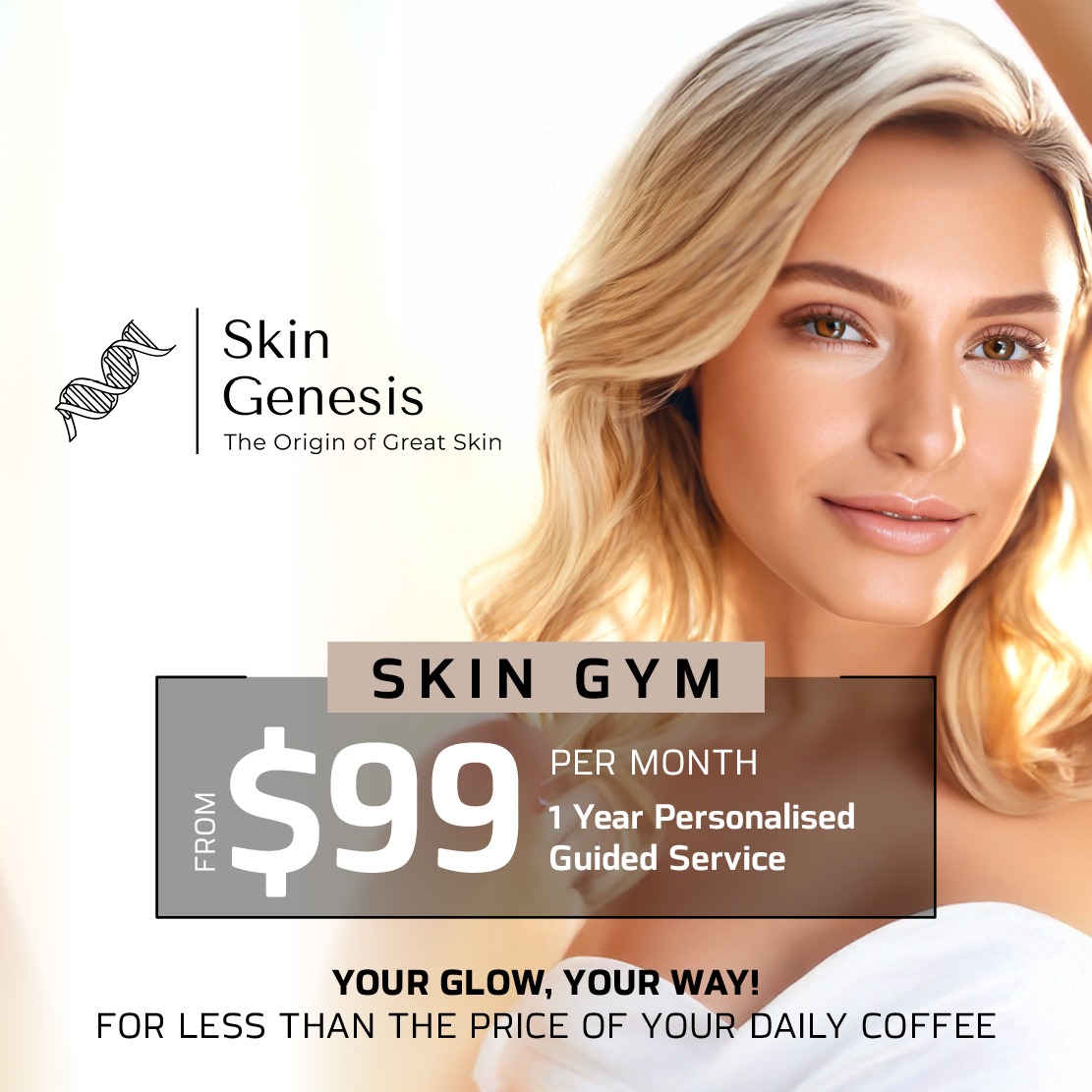 Skin Genesis Facebook ad: Join the Ultimate 12-Month Skin Gym Membership