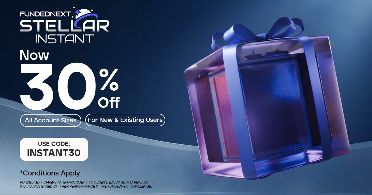 FundedNext Asia Facebook ad: Stellar Instant is now 30% Off