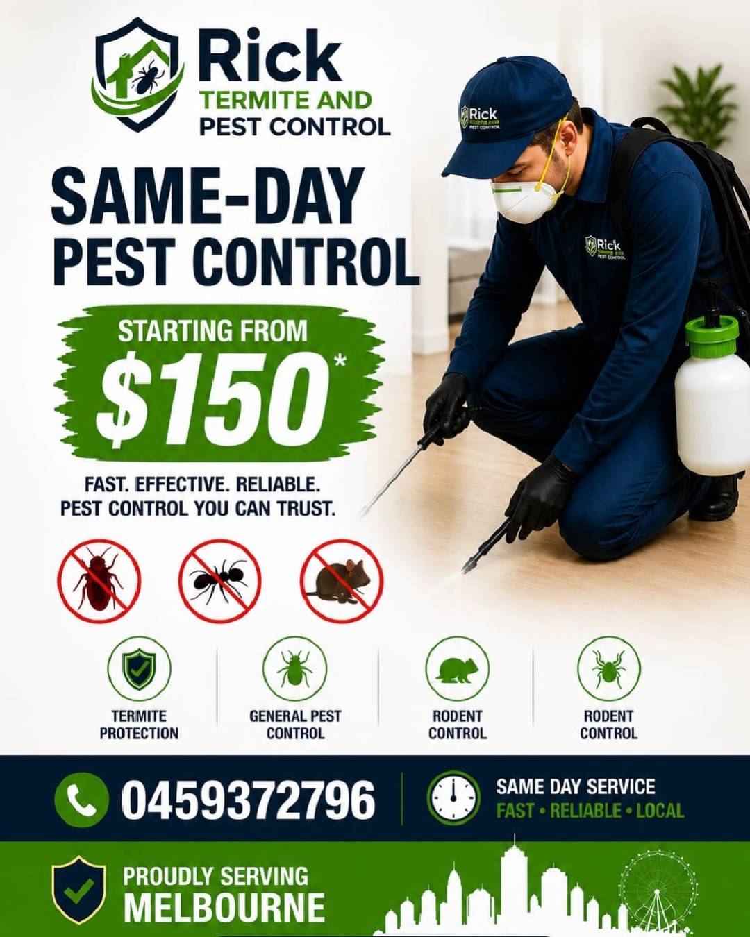 Rick termite & pest control Facebook ad from Jun 8, 2026