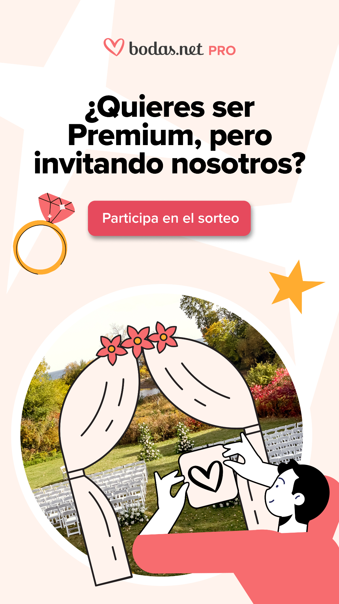 Bodas.net Facebook ad: Gana un año de Premium gratis