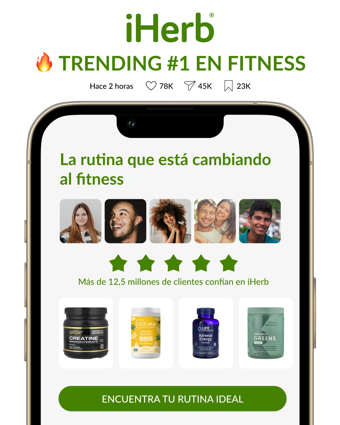 iHerb.com Spanish Facebook ad: Esenciales que te impulsan