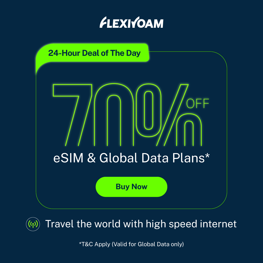 Flexiroam Facebook ad: 24 Hours Flash Sale - Up to 70% OFF