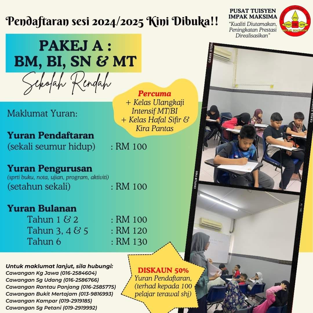Pusat Tuisyen Impak Maksima Cawangan Kampar Perak Facebook ad: PROMOSI PENDAFTARAN PELAJAR SESI BAHARU 2025/26 PUSAT…