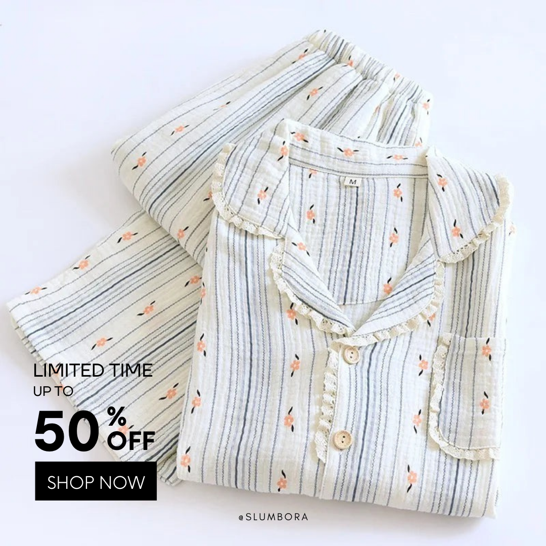 Slumbora Facebook ad: Cotton Pajamas, 50% OFF