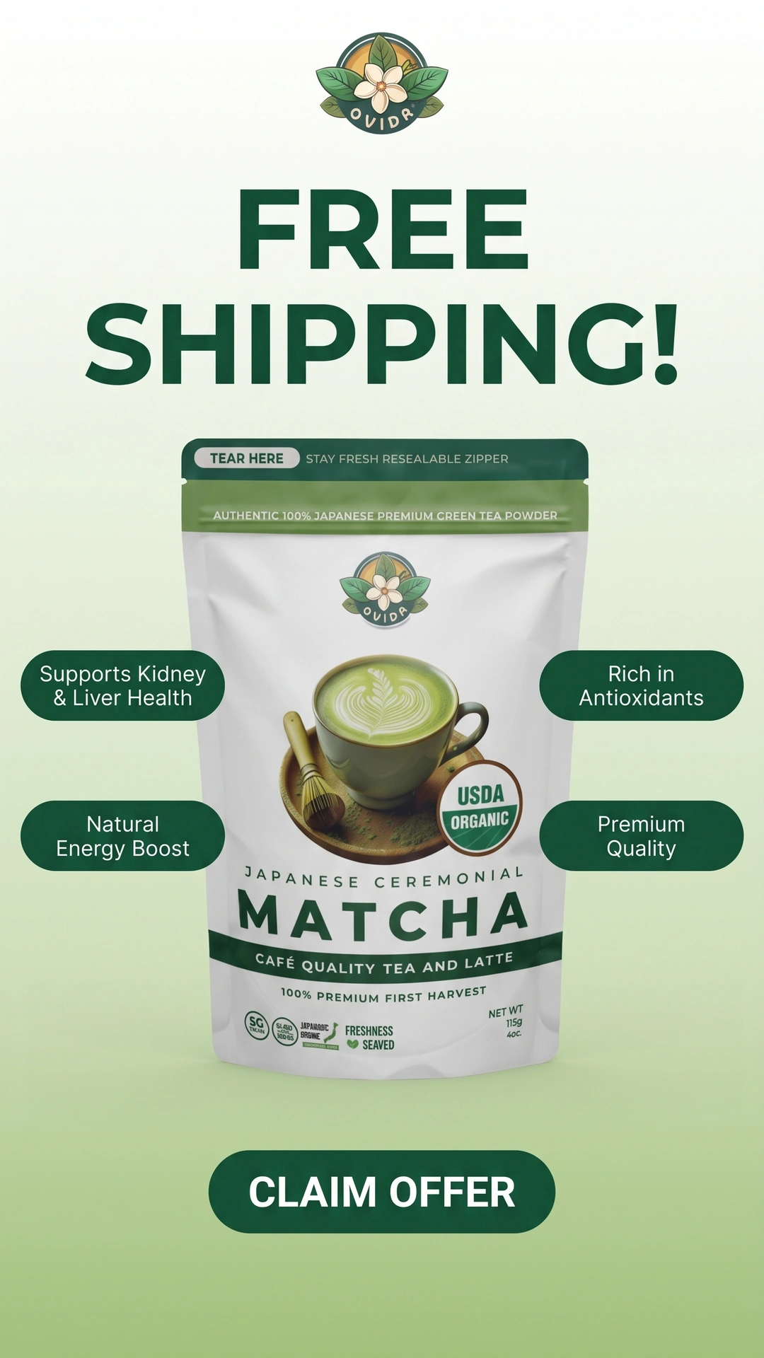 Ovida Organics Facebook ad