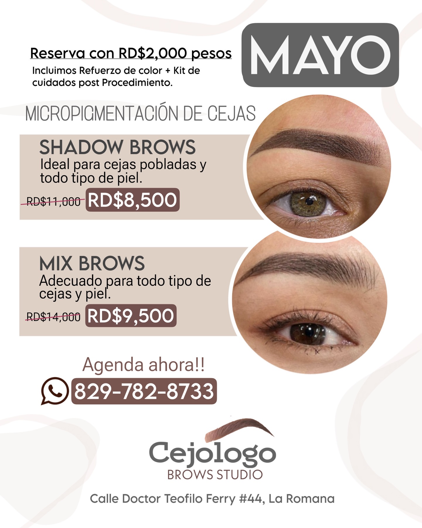 Cejologo RD Facebook ad: Nuestra promo del mes de MAYO para Micropigmentación…