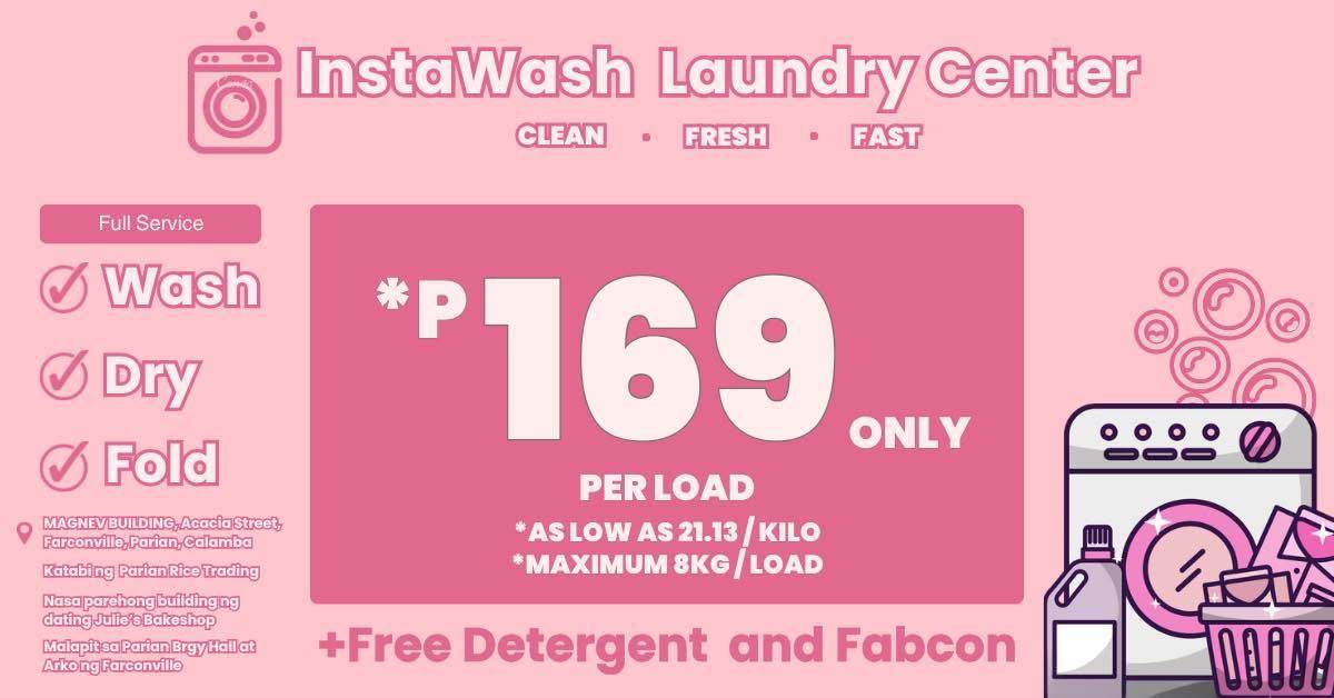 InstaWash Laundry Center - Parian Facebook ad: No more laundry stress!