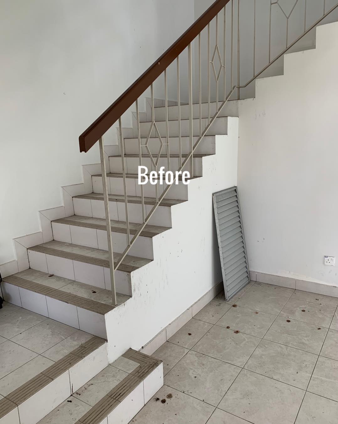 Classic Woodmaster Facebook ad: Installation of trendy railing and timber stepboard!