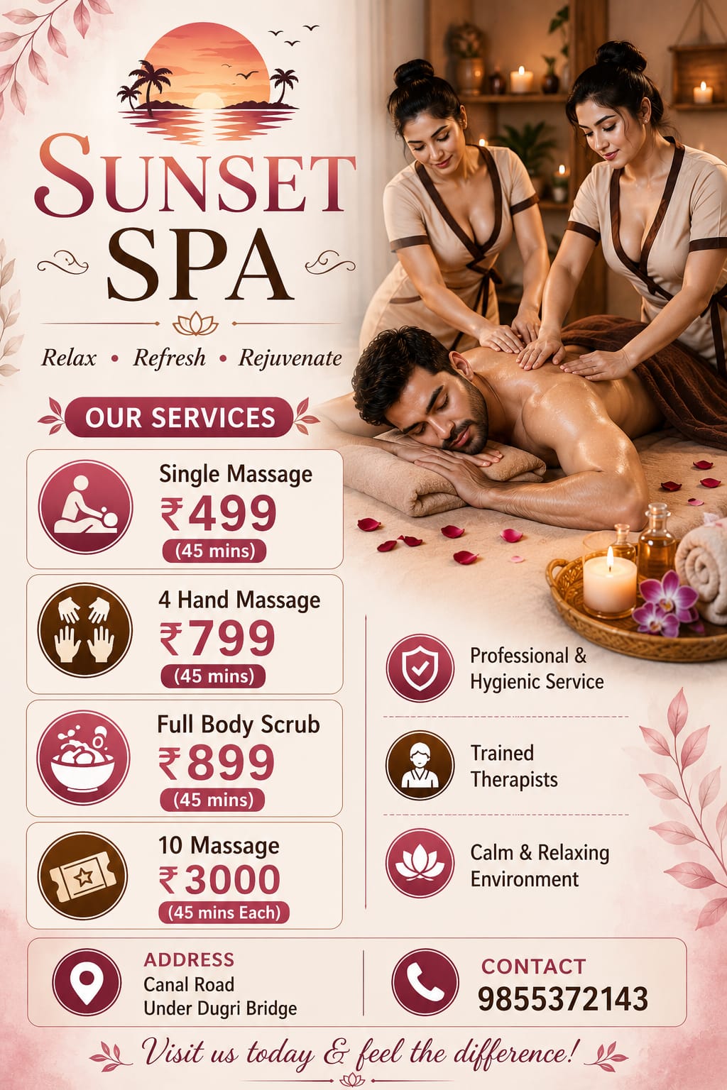 Sunset Spa & Saloon Facebook ad from May 15, 2026