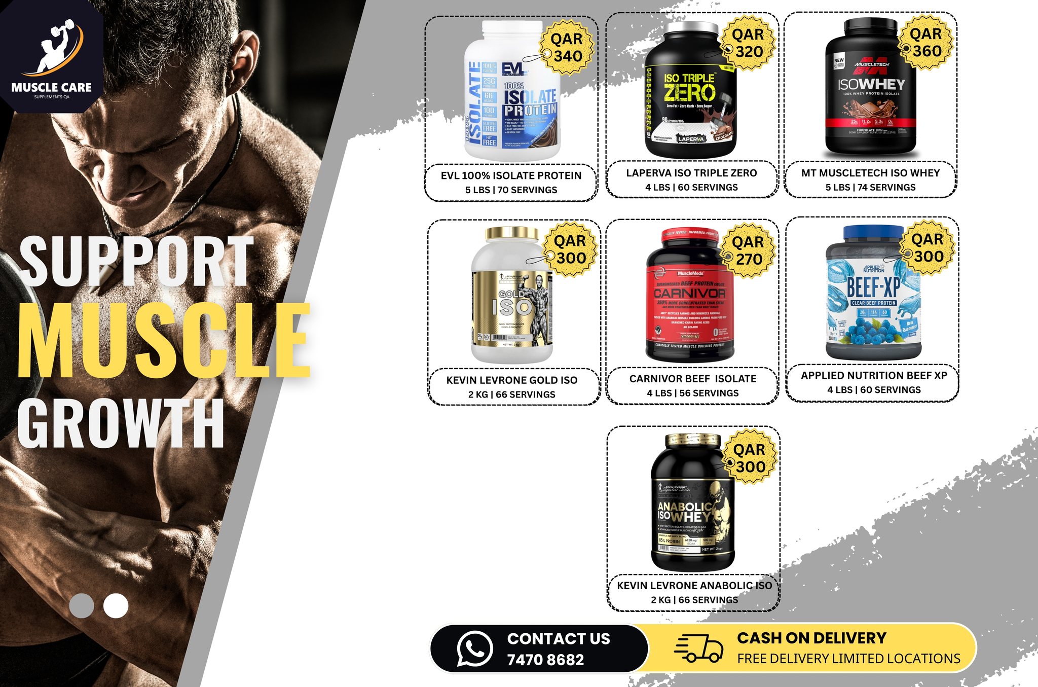 Muscle Care Supplements Facebook ad: ๐๐๐ฏ๐๐ฅ ๐๐ฉ ๐๐จ๐ฎ๐ซ ๐๐จ๐ซ๐ค๐จ๐ฎ๐ญ๐ฌ, ๐๐ก๐โฆ