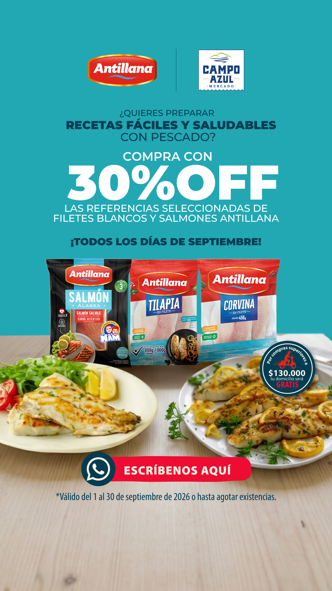 Antillana Facebook ad: Filetes blancos y salmón