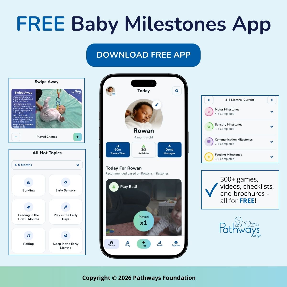 Pathways.org Facebook ad: Free Baby Milestones App