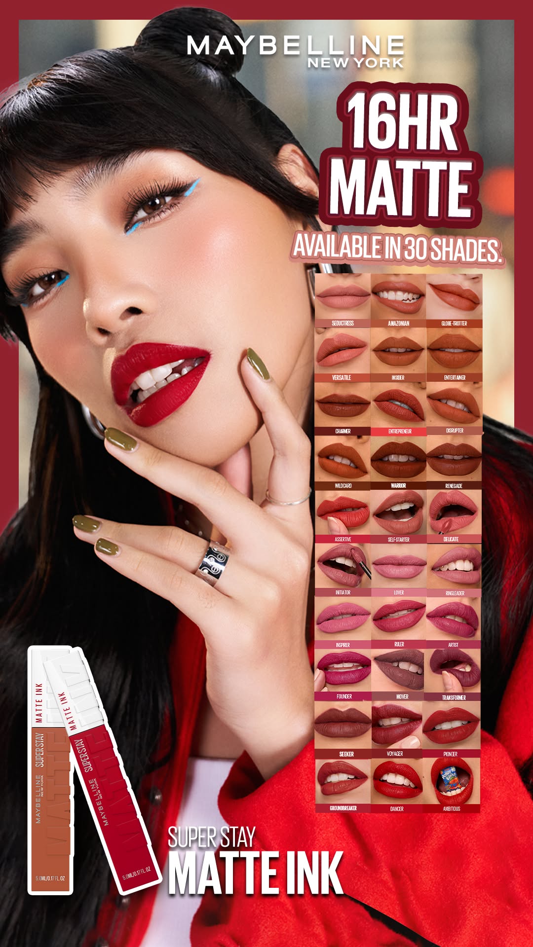 Maybelline New York Facebook ad: 16HR BOLD MATTE