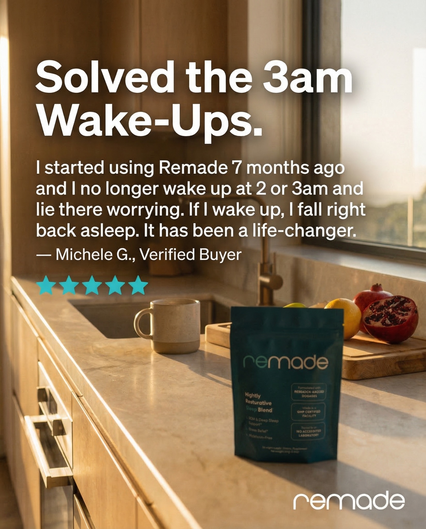 Remade Restorative Sleep Supplement Facebook ad