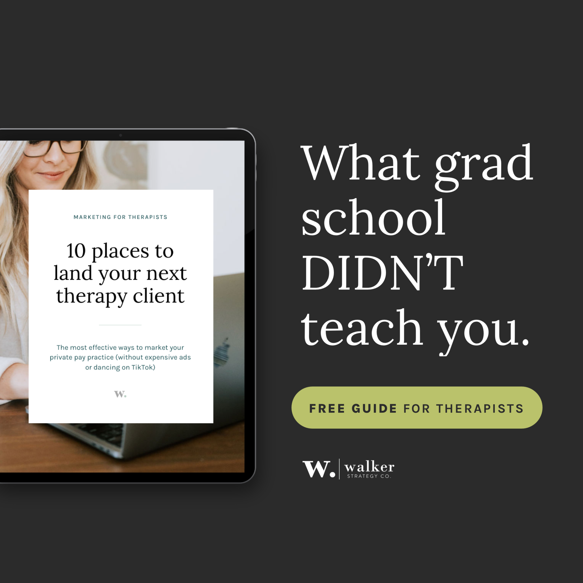 Walker Strategy Co: Marketing for Therapists Facebook ad