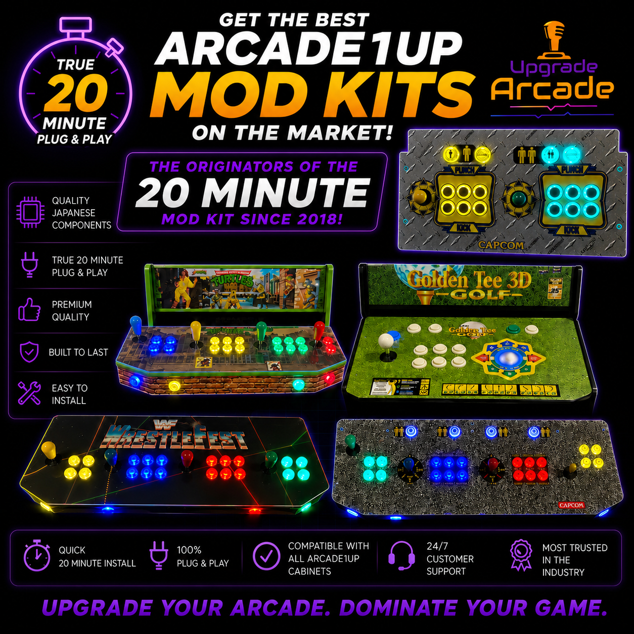 Upgrade Arcade Facebook ad: Arcade1Up Mod Kits, arcade Mini PCs, Arcade Pedestals &…