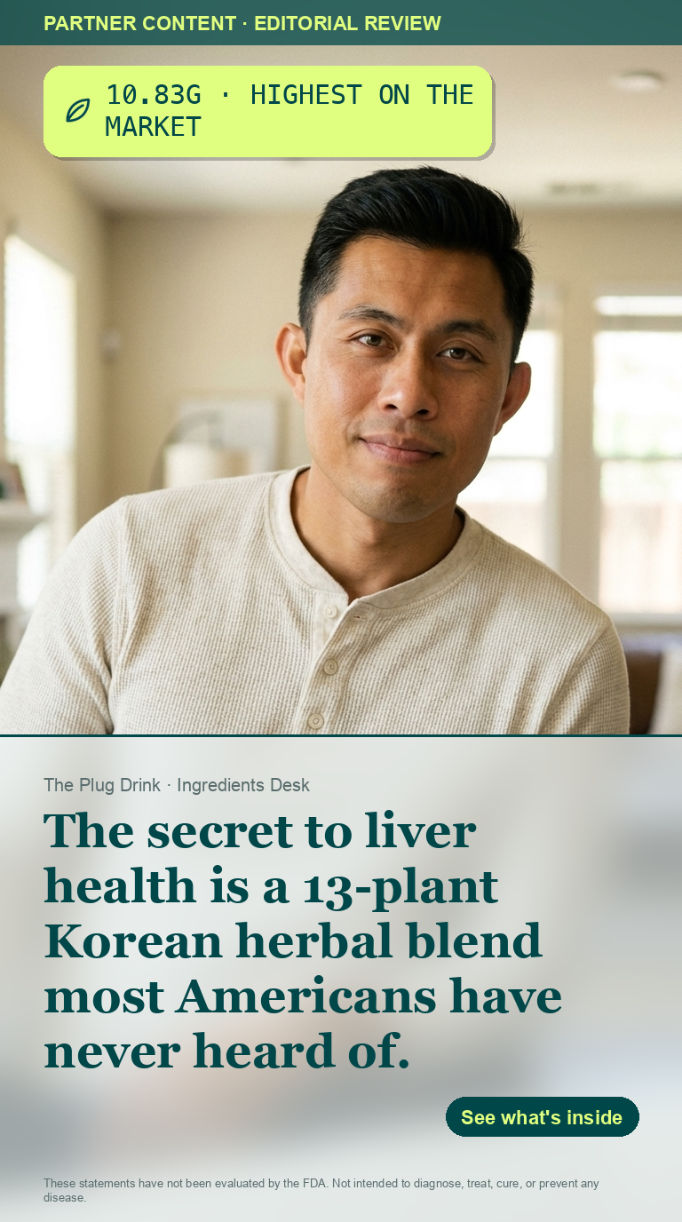 The Plug Drink Facebook ad: The secret to liver health is a 13-plant Korean herbal…