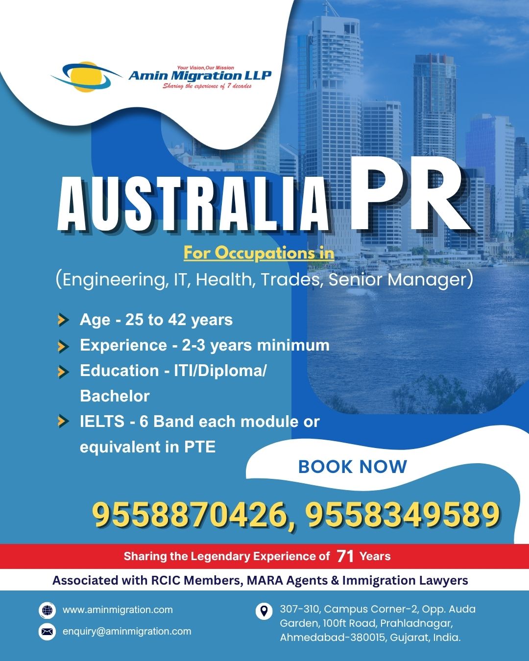 Amin Migration Facebook ad: Work & Live in Australia, PR Open!