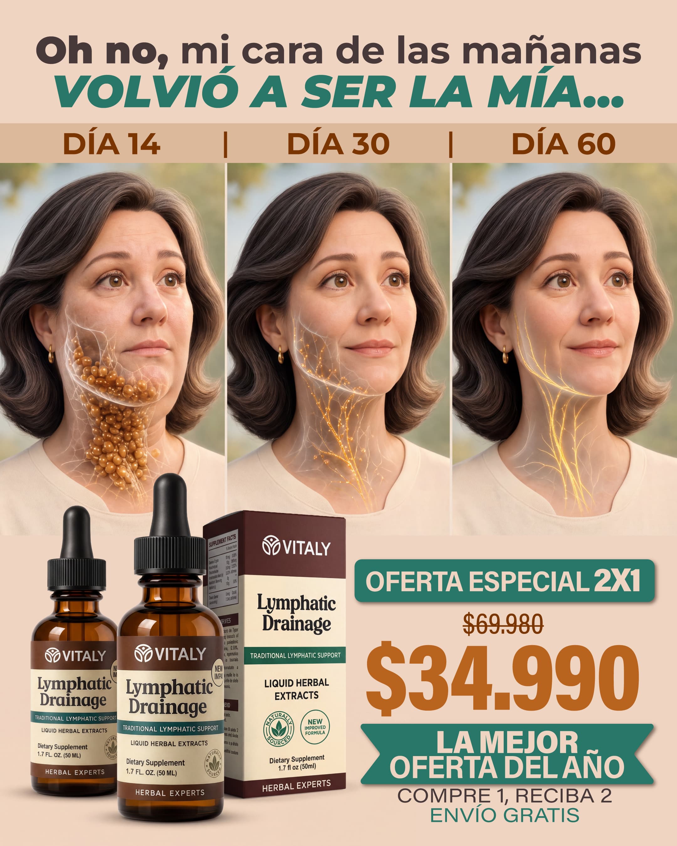 Vitaly Facebook ad: Compra 1 y llévate 2 · Envío gratis