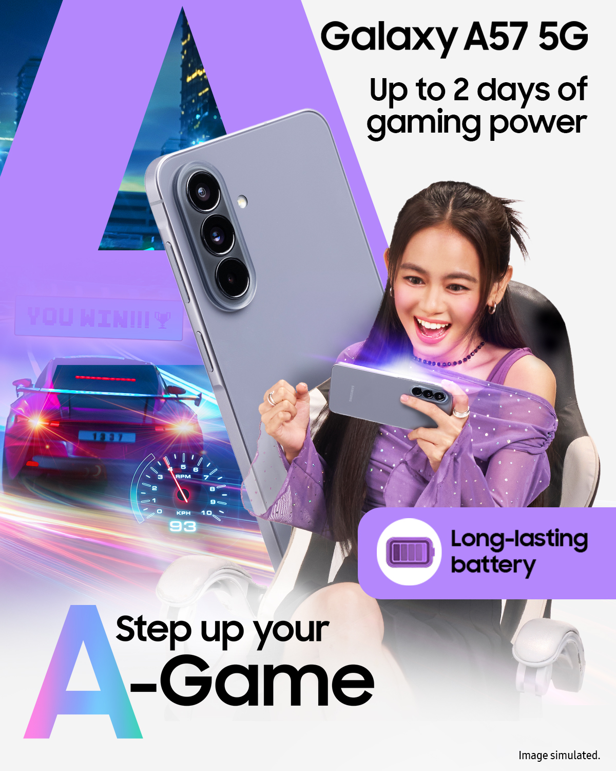 Samsung Facebook ad: Step up you A-Game with Galaxy A57 5G!
