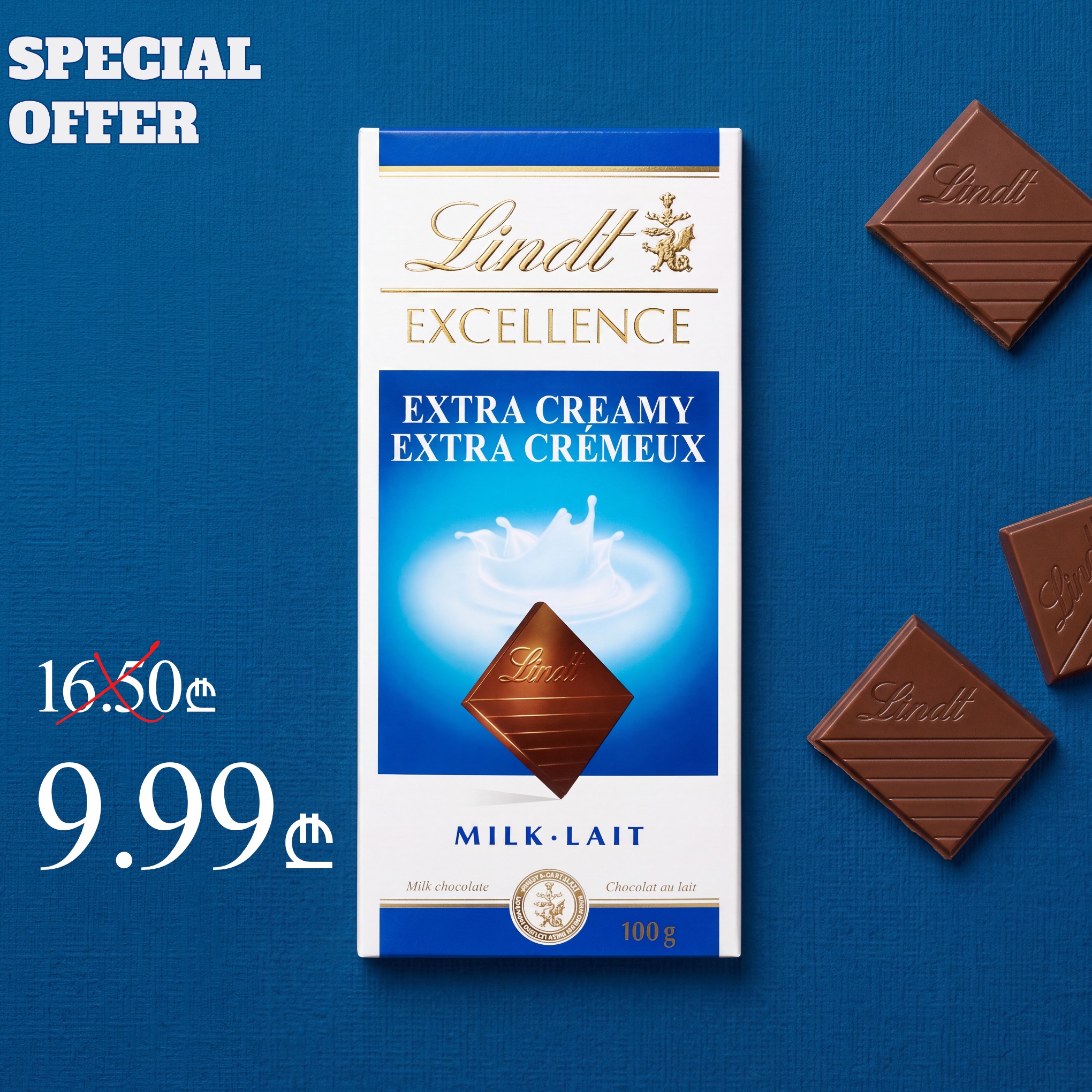 Lindt • ლინდტი Facebook ad: Lindt - შოკოლადის ფილა რძიანი - 100 გ