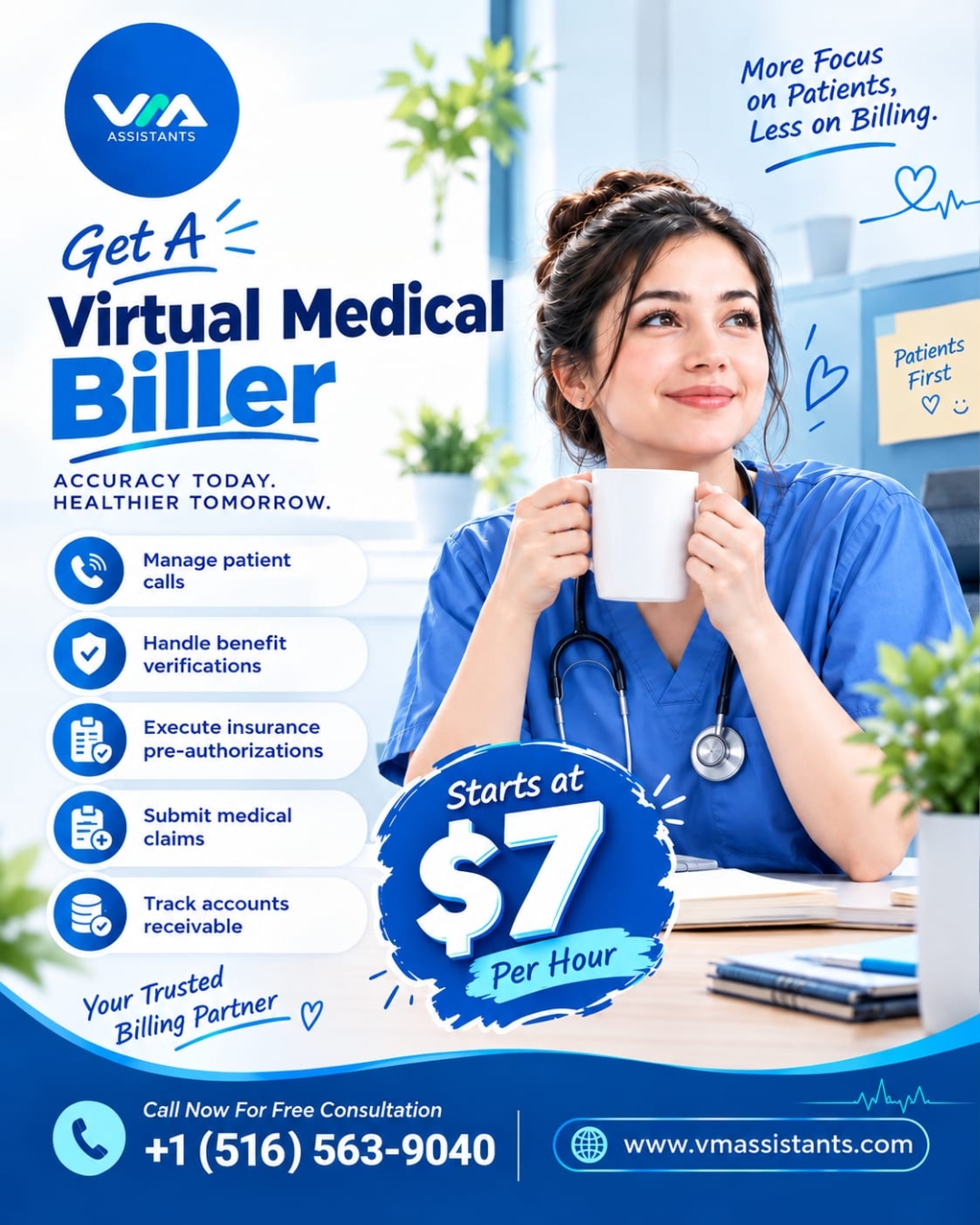 VMA Solutions Facebook ad: Get Expert VA's at Just $7/hr