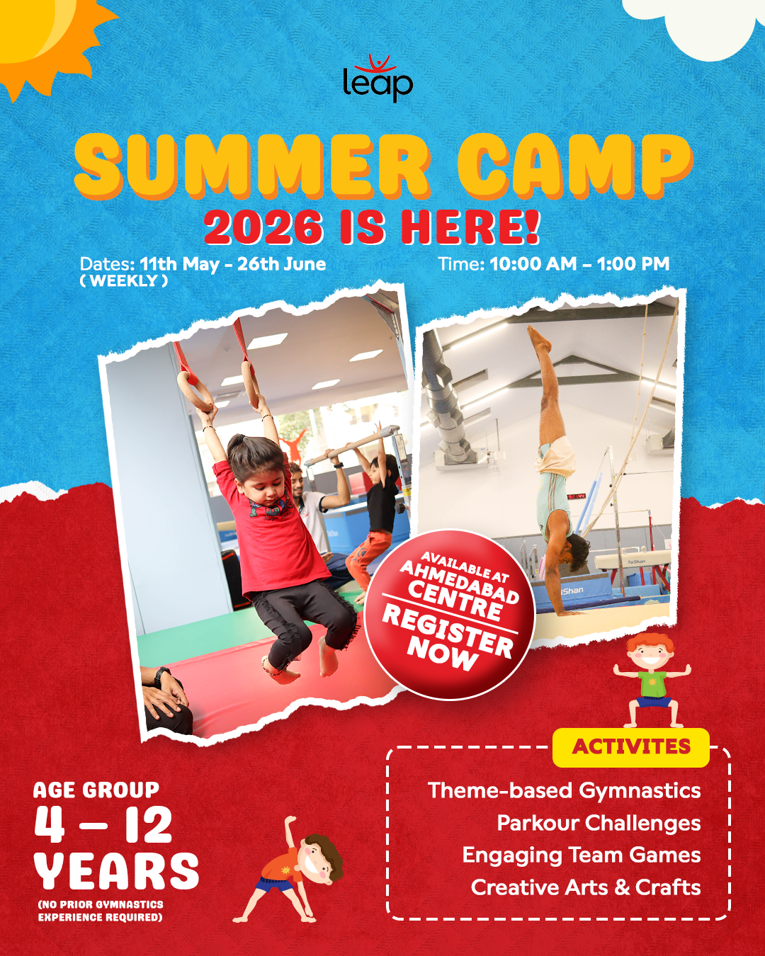 Leap Gymnastics Academy Facebook ad: Leap Summer Camp 2026 brings together structured learning…