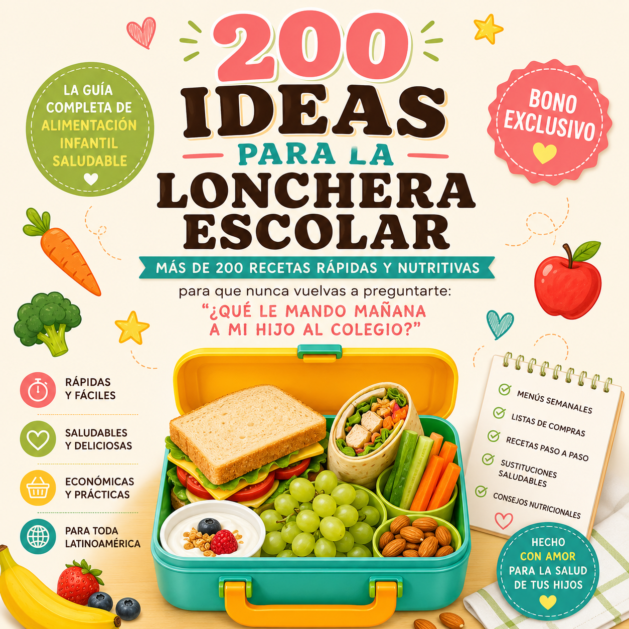 Mamá 360 Facebook ad: 200 Ideas para la Lonchera Escolar