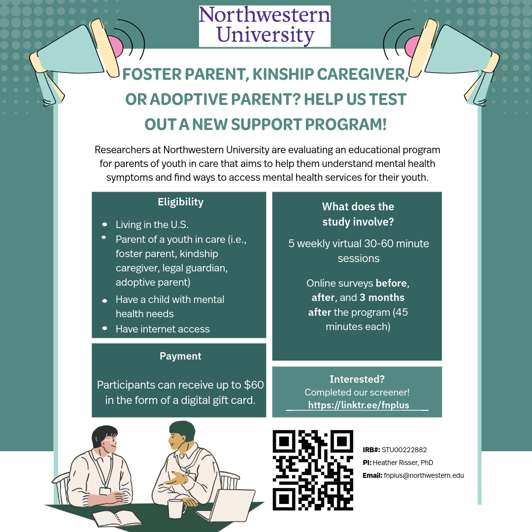 Family CARE Parenting Lab - Northwestern University Facebook ad: Parenting Program for Youth Mental Health