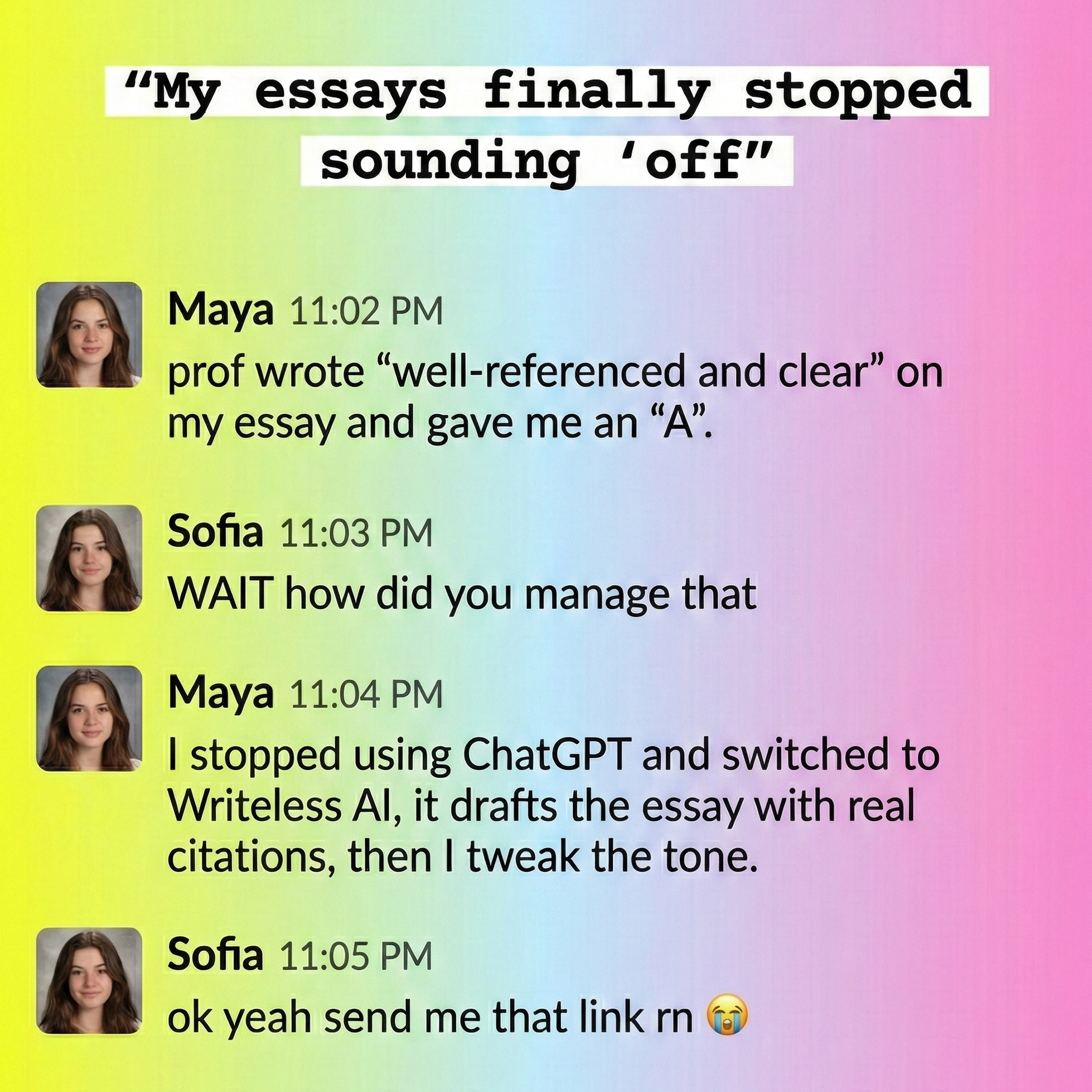 Writeless AI Facebook ad
