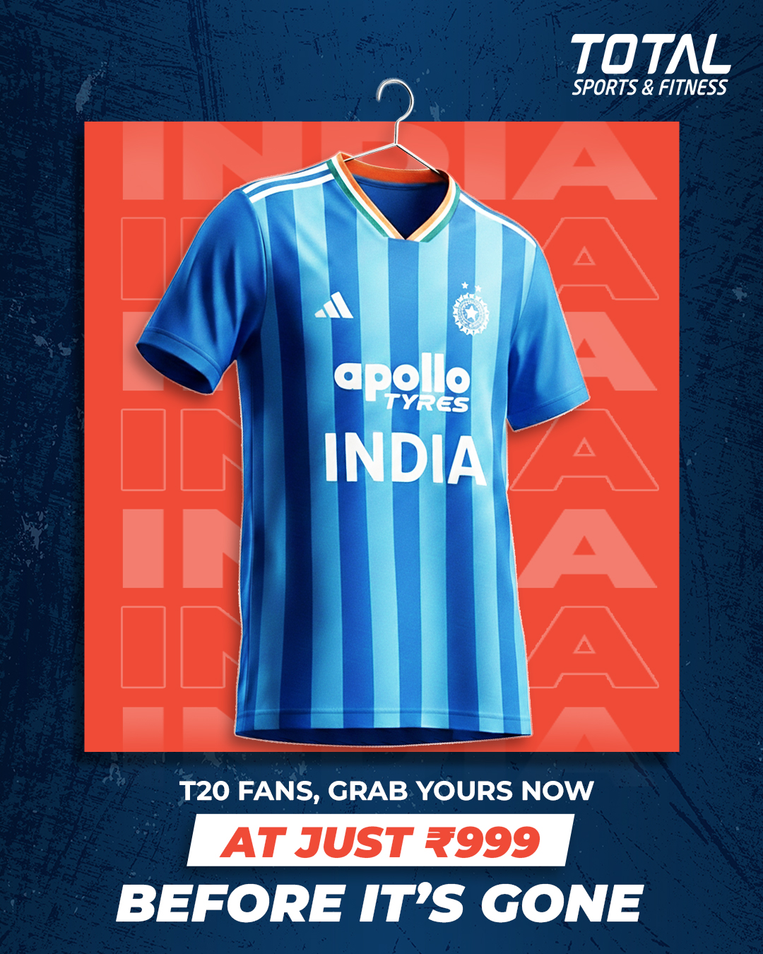 Total Sports & Fitness Facebook ad: India T20 Cricket Fan Jersey for Men | Match Day Wear |…
